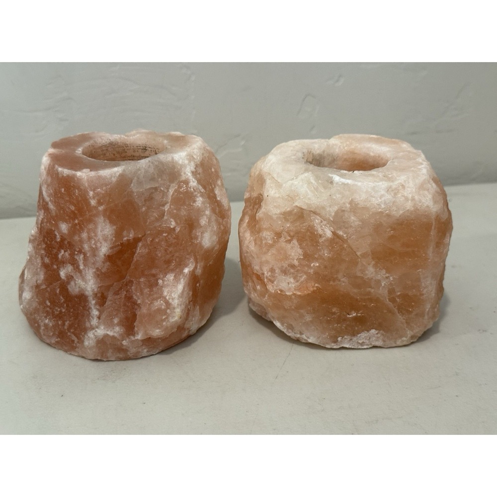 Authentic Natural Himalayan Pink Salt Tea Light Candle Holder Rock Crystal Lot 2